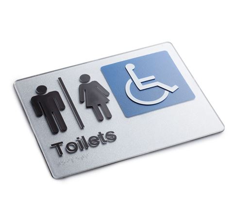 Picture of Braille Sign Male, Female & Disabled Toilet