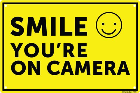 Picture of Medium Sign "Smile You're On Camera" 300x200mm