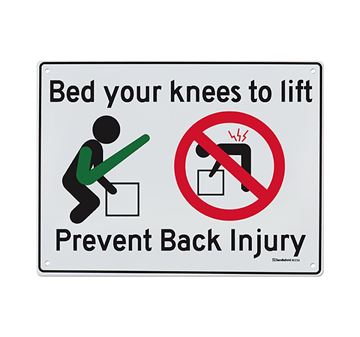 Picture of Medium Sign "Bend Your Knees, Prevent Back"
