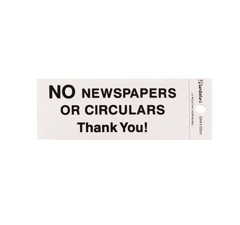 Picture of 100 x 50 mm "No Newspapers or Circulars"