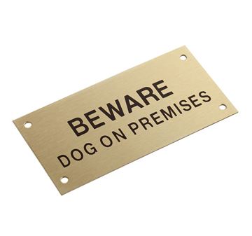 Picture of 95 x 47 mm "Beware Dog On Premises" Brass 