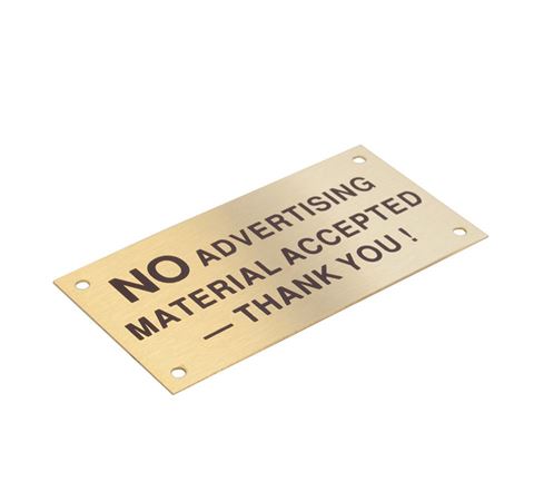 Picture of 95 x 47 mm "No Advertising" Brass