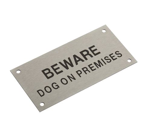 Picture of 95 x47 mm "Beware Dog on Premises" Stainless Steel